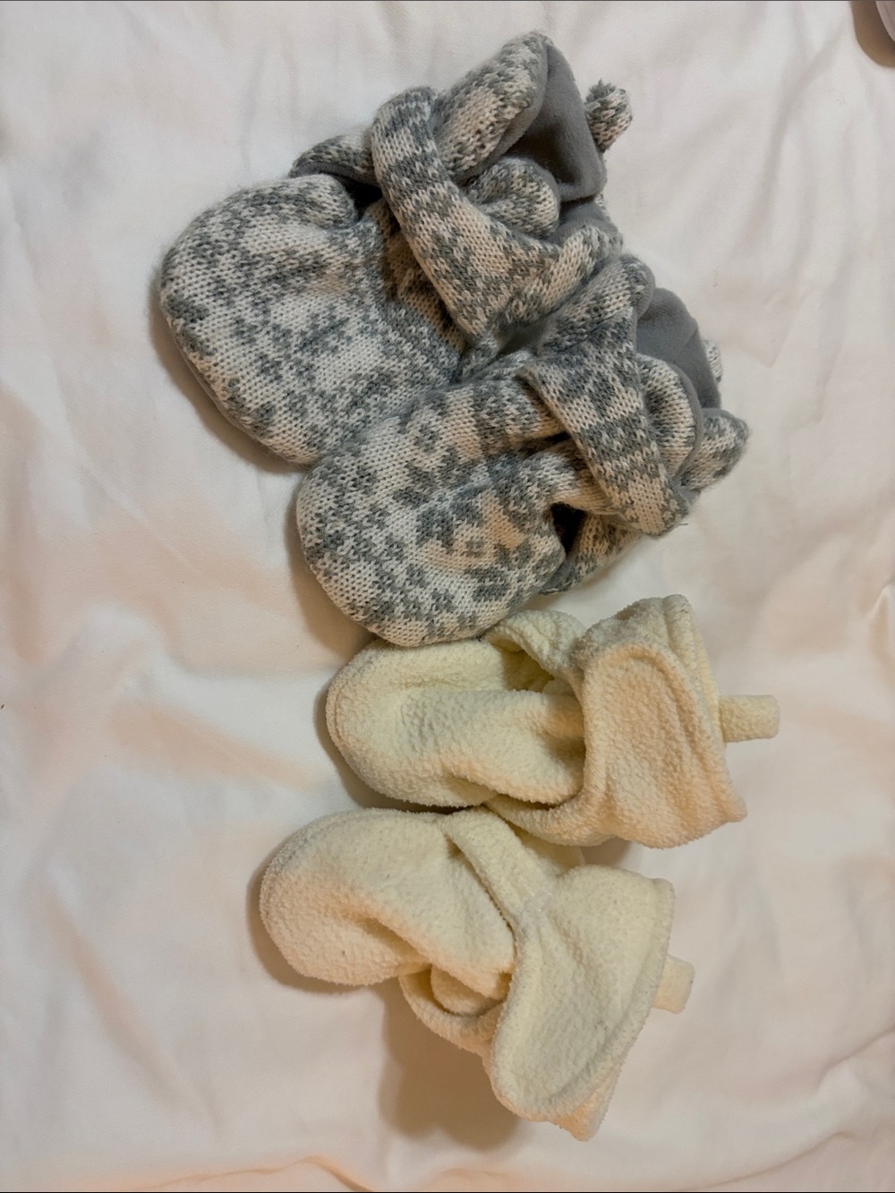 Baby Cozy Fleece and Knit Bootie Set - Gray & Cream bundle